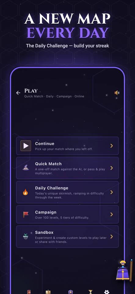 A new map every day — the play hub with the daily challenge
