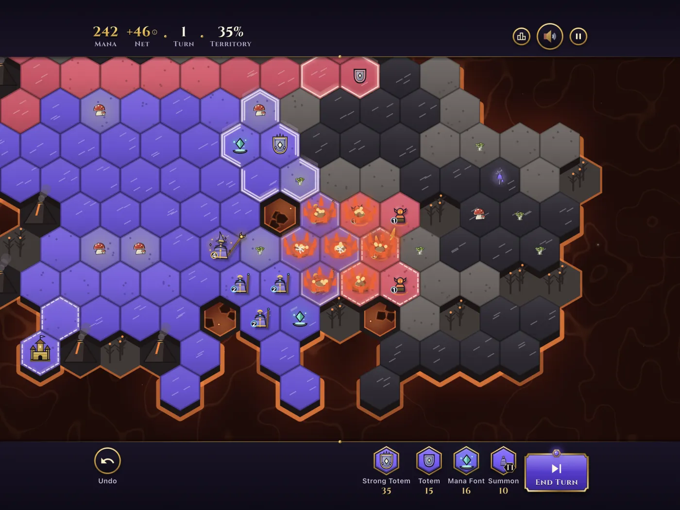 A fireball landing on a knot of rival wizards, on a 13-inch iPad